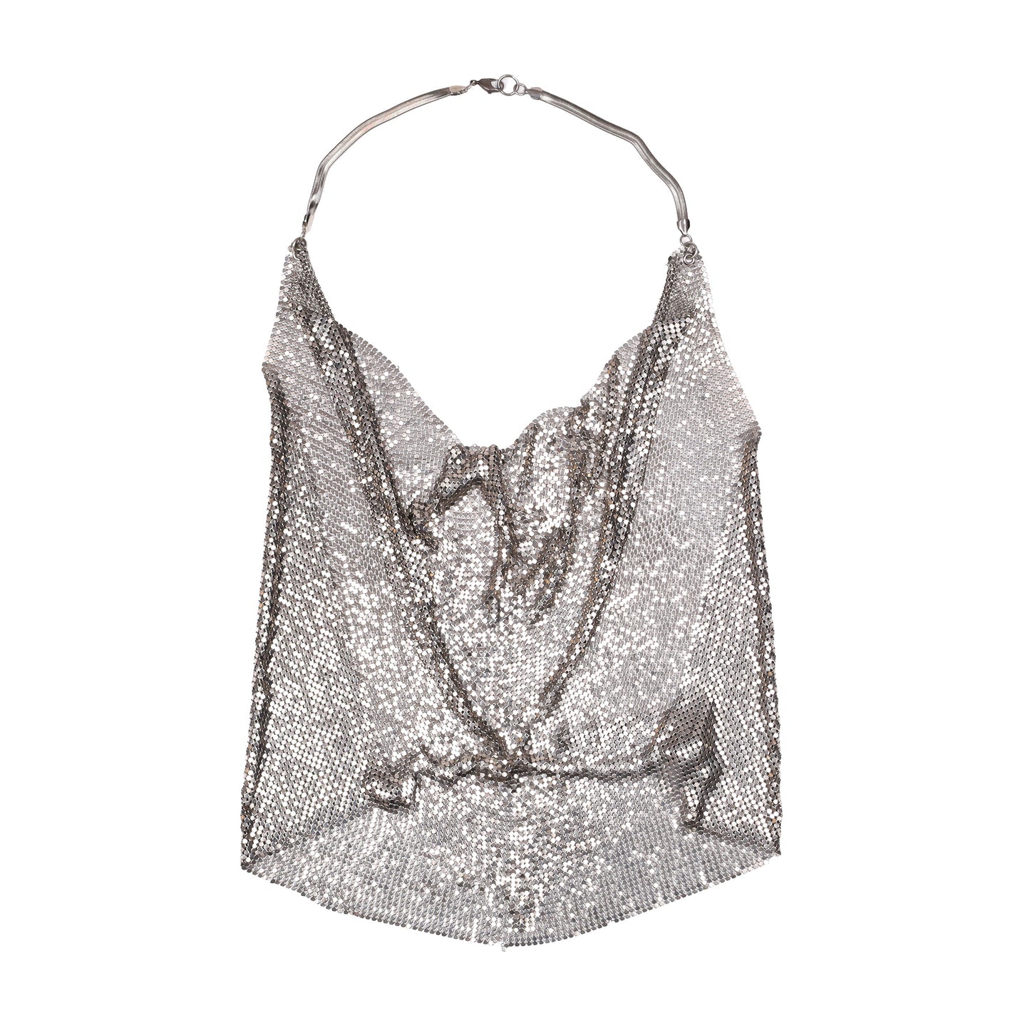 Vintage Paco Rabanne 1969-1970’s Chainmail Silver Strap Halter Top