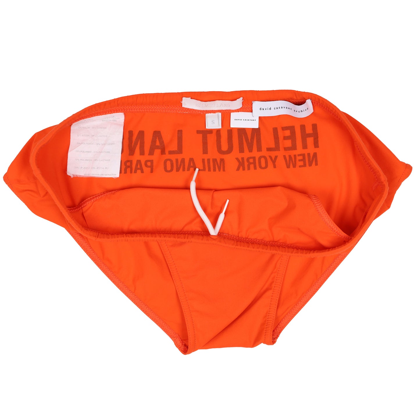 Helmut Lang Early 2000’s Orange Logo Swim Briefs