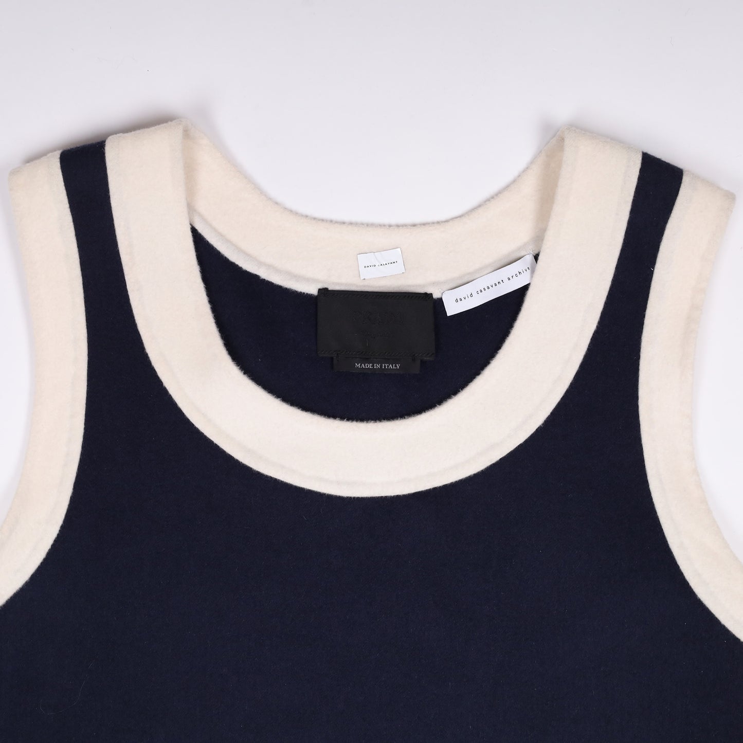 Prada Spring / Summer 2013 Blue and White Wool Tank