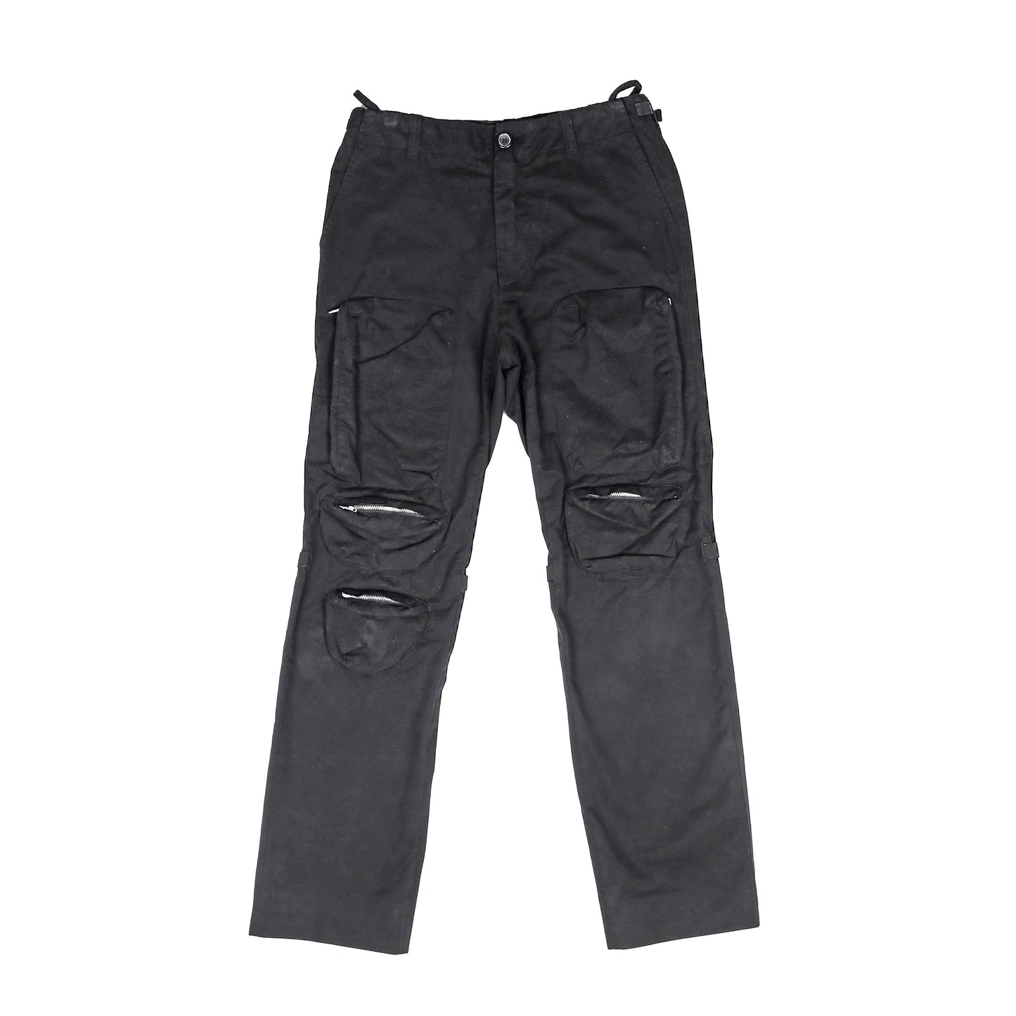 Helmut Lang 2000’s Black Cotton Cargo Pants with Knee Straps