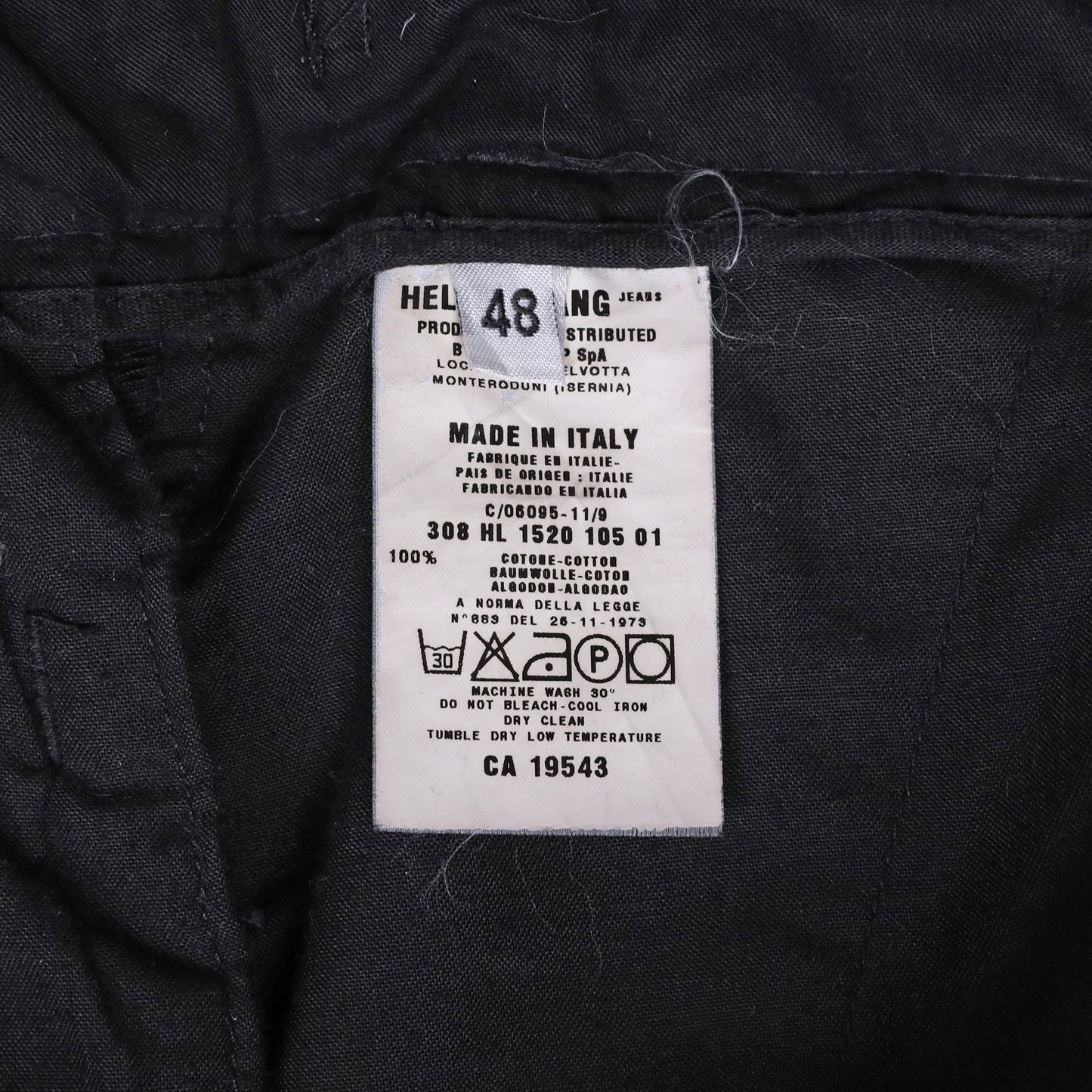 Helmut Lang 2000’s Black Cotton Cargo Pants with Knee Straps