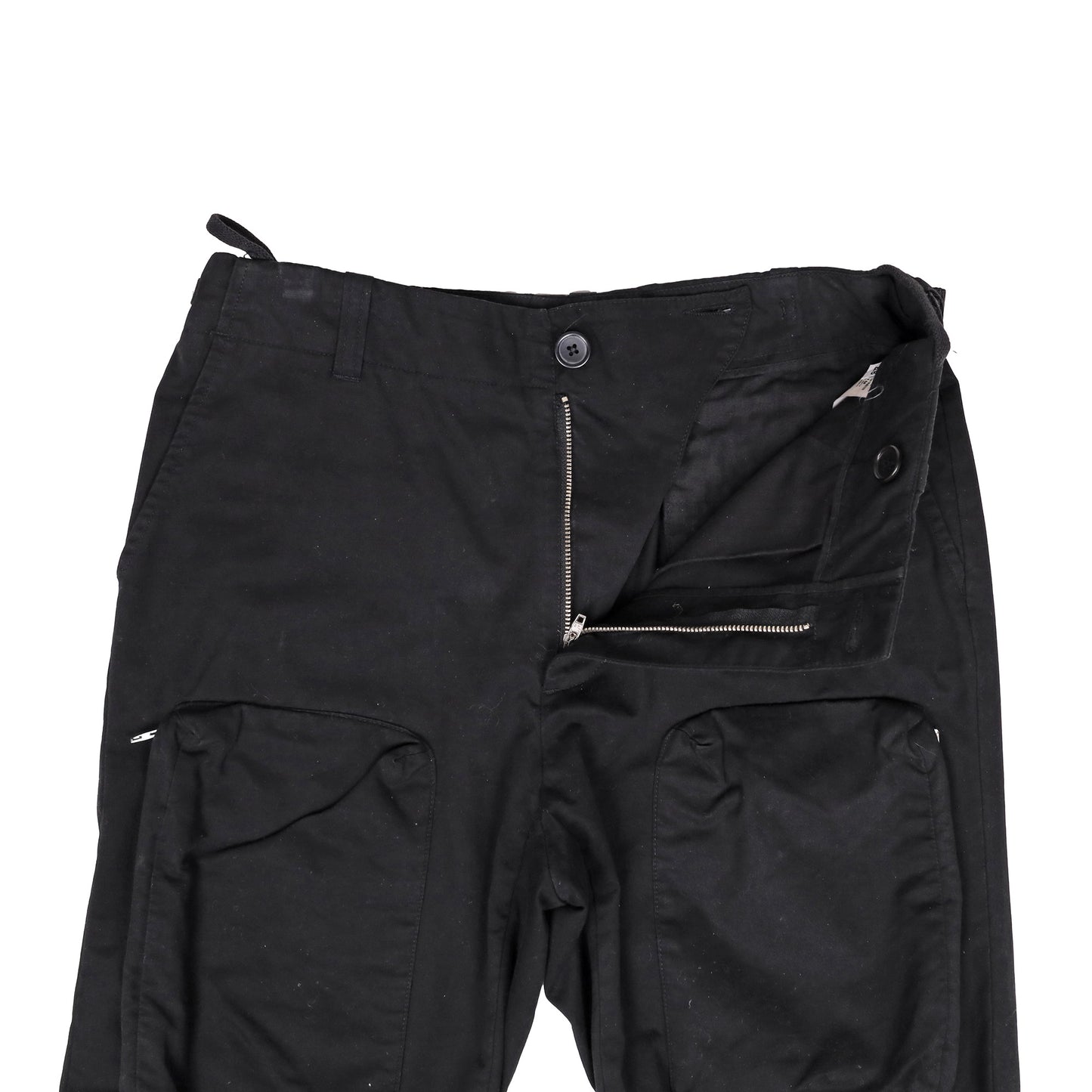 Helmut Lang 2000’s Black Cotton Cargo Pants with Knee Straps