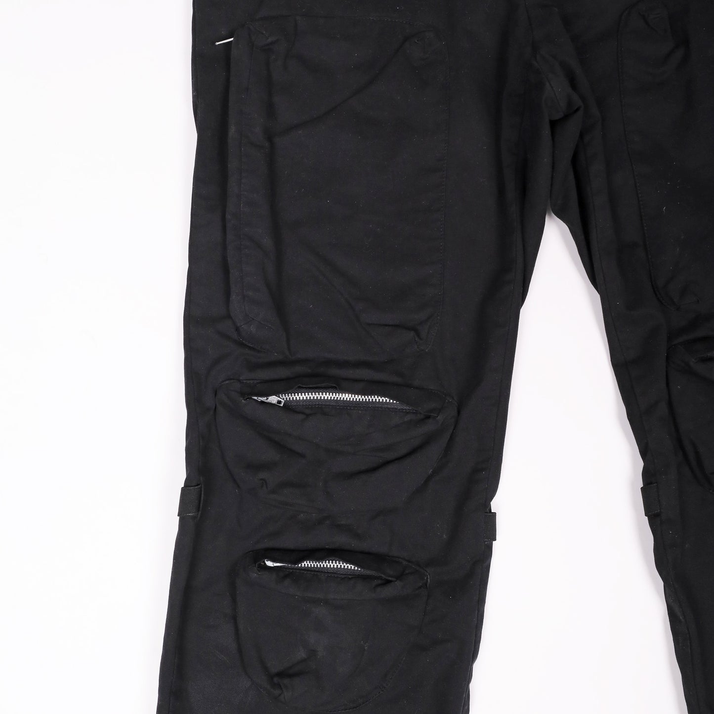 Helmut Lang 2000’s Black Cotton Cargo Pants with Knee Straps