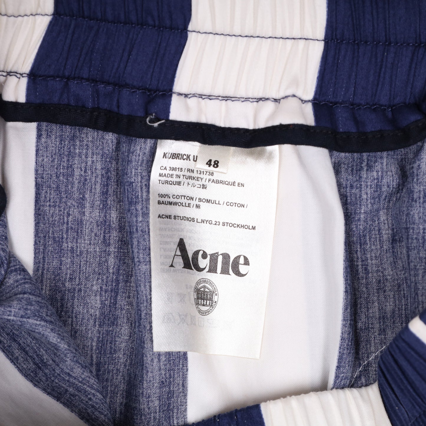 Acne Spring / Summer 2013 Blue and White Striped Shorts