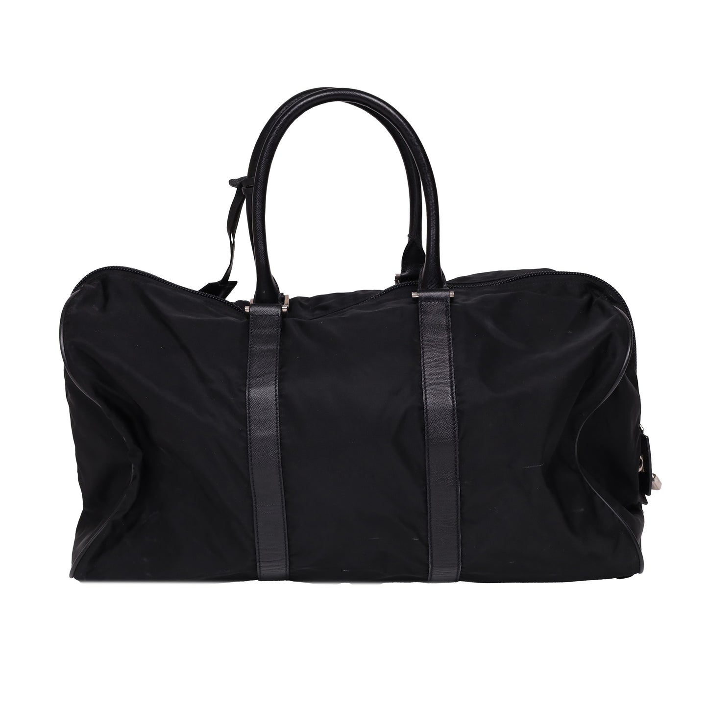 Prada Black Nylon Saffiano Leather Viaggio Duffle Bag