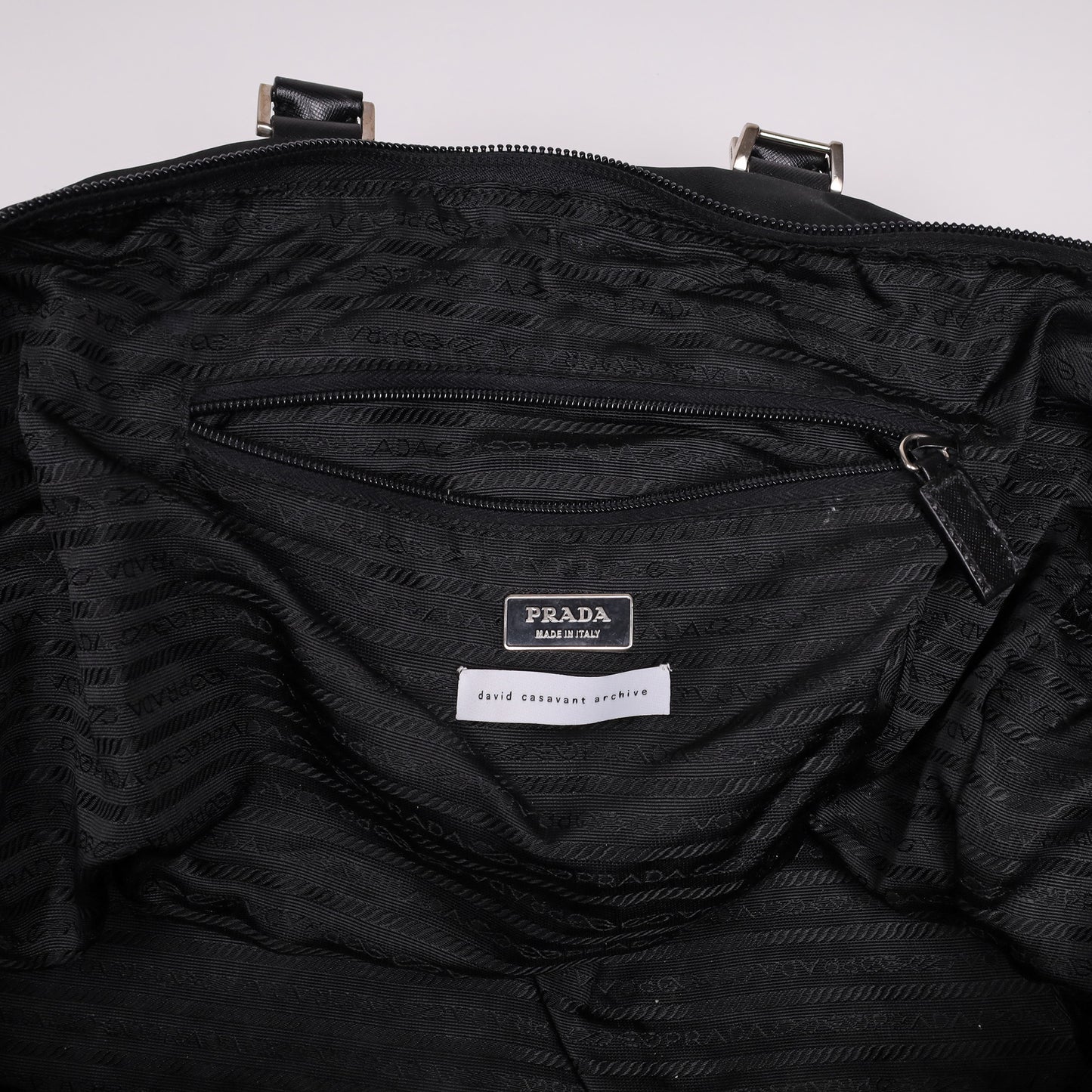 Prada Black Nylon Saffiano Leather Viaggio Duffle Bag