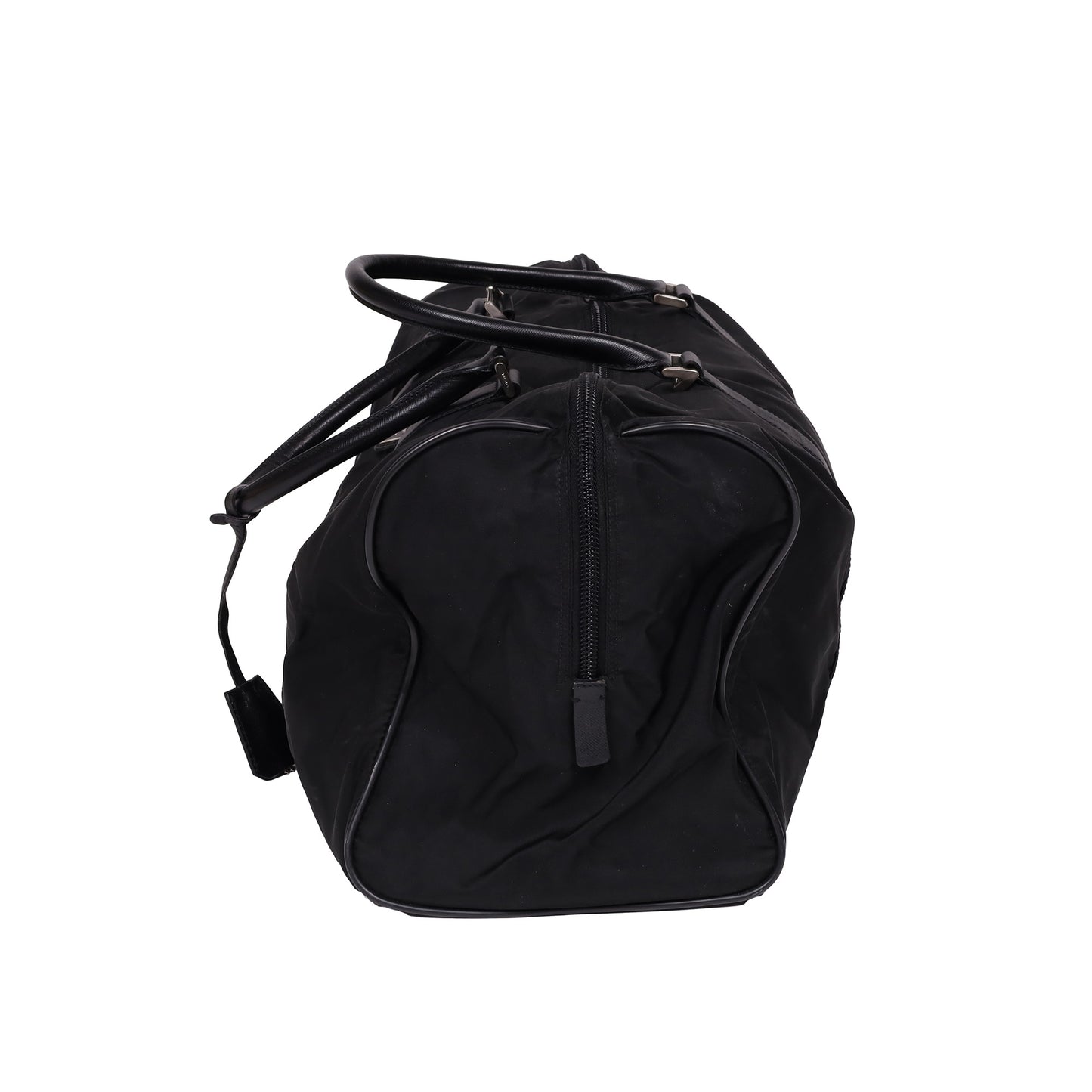 Prada Black Nylon Saffiano Leather Viaggio Duffle Bag
