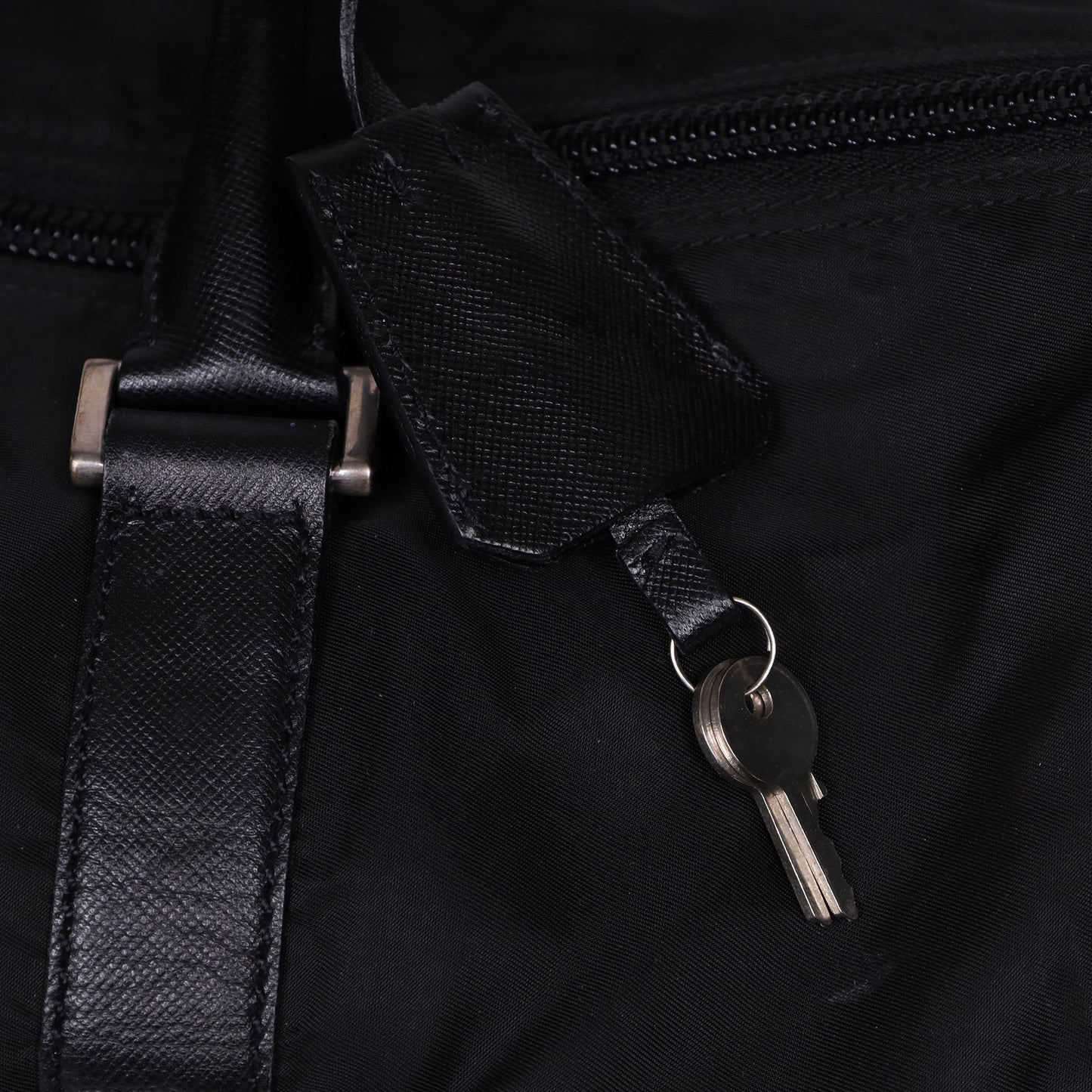 Prada Black Nylon Saffiano Leather Viaggio Duffle Bag