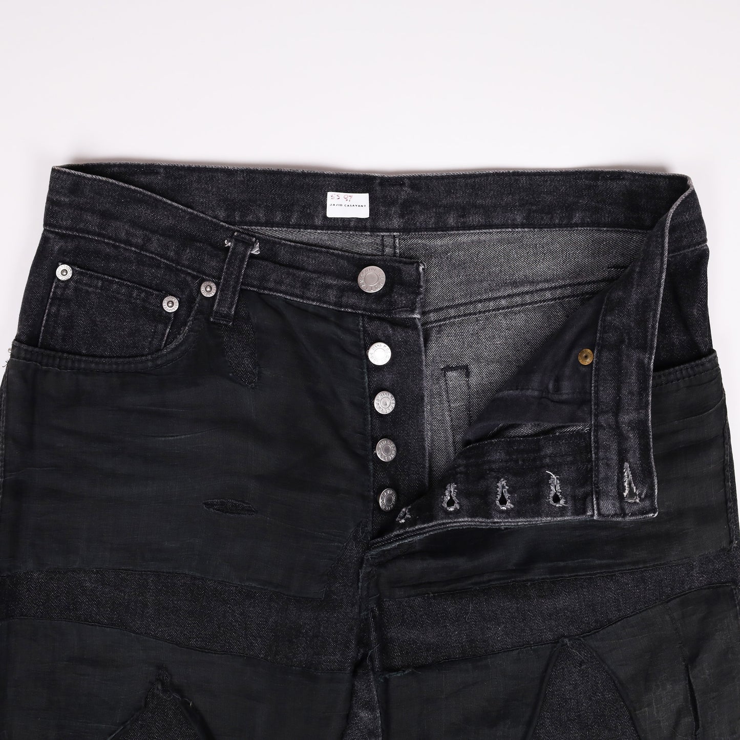 Helmut Lang Spring / Summer 1997 Distressed Panel Black Jeans
