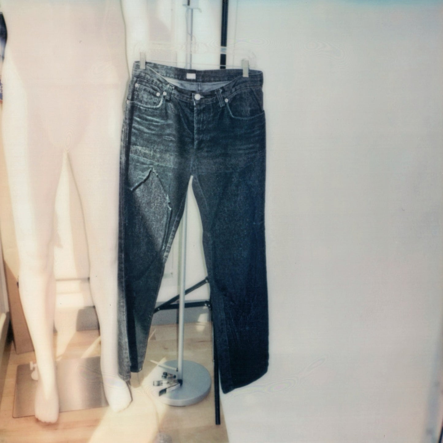 Helmut Lang Spring / Summer 1997 Distressed Panel Black Jeans