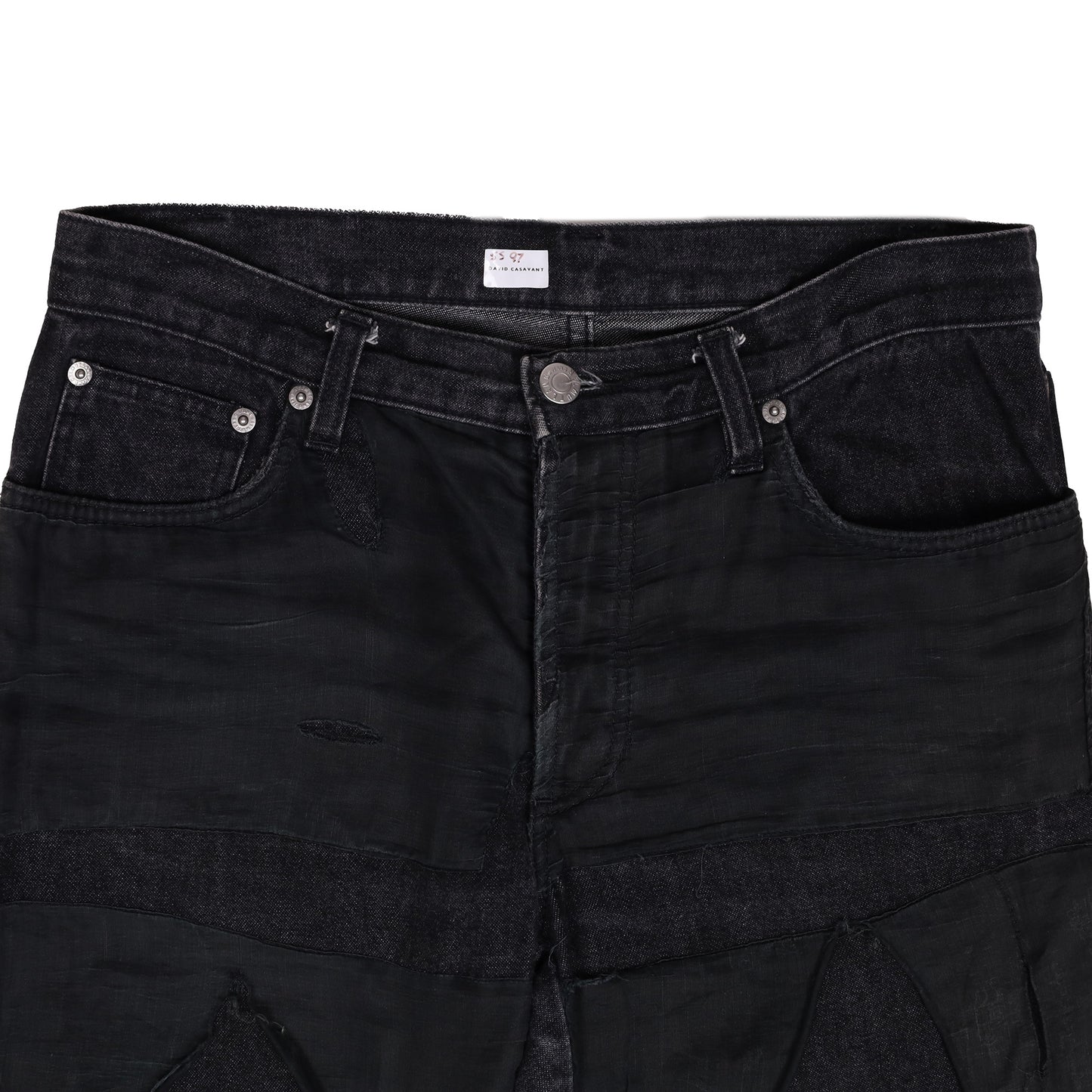 Helmut Lang Spring / Summer 1997 Distressed Panel Black Jeans
