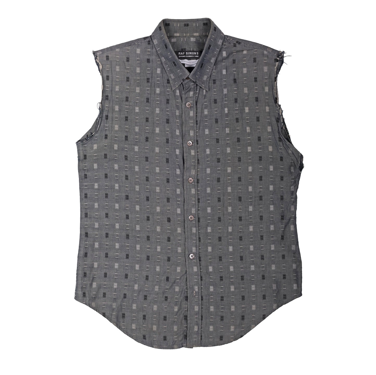 Raf Simons Spring / Summer 2000 Cut Off Sleeve Patterned Shirt