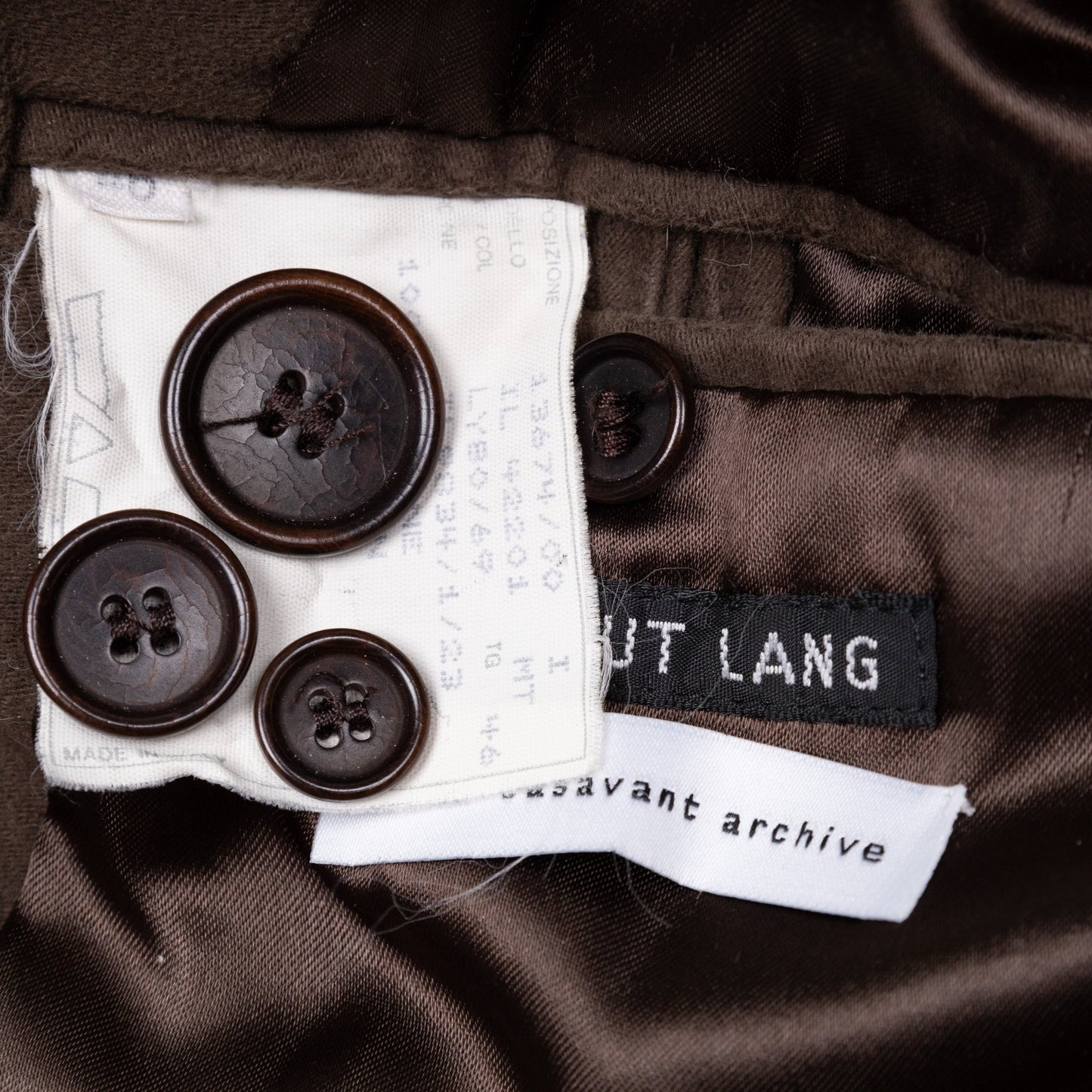 Helmut Lang Vintage 1990’s Moleskin Brown Peacoat