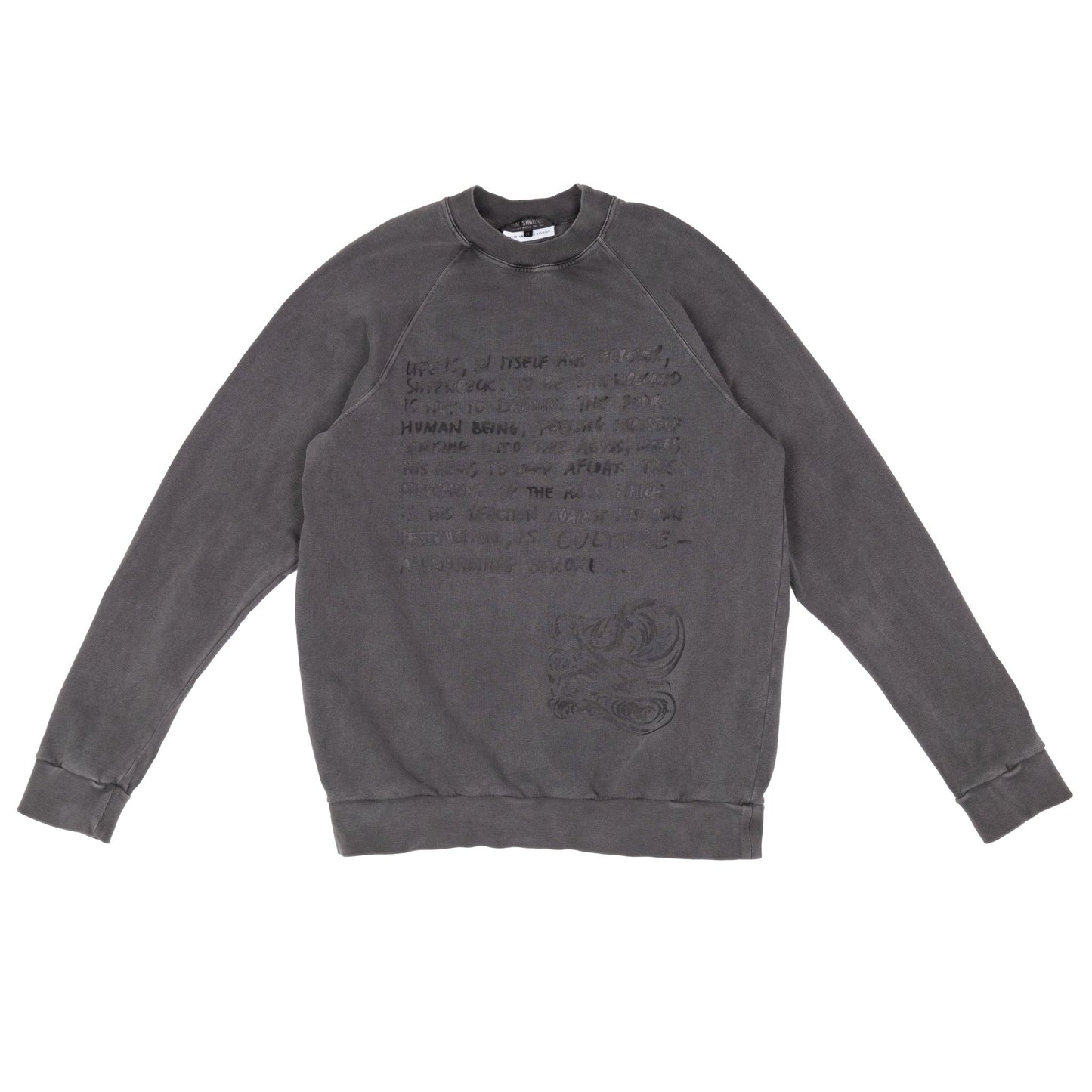 Raf Simons Autumn / Winter 2004 “Waves” Shipwreck Crewneck Gray Sweatshirt