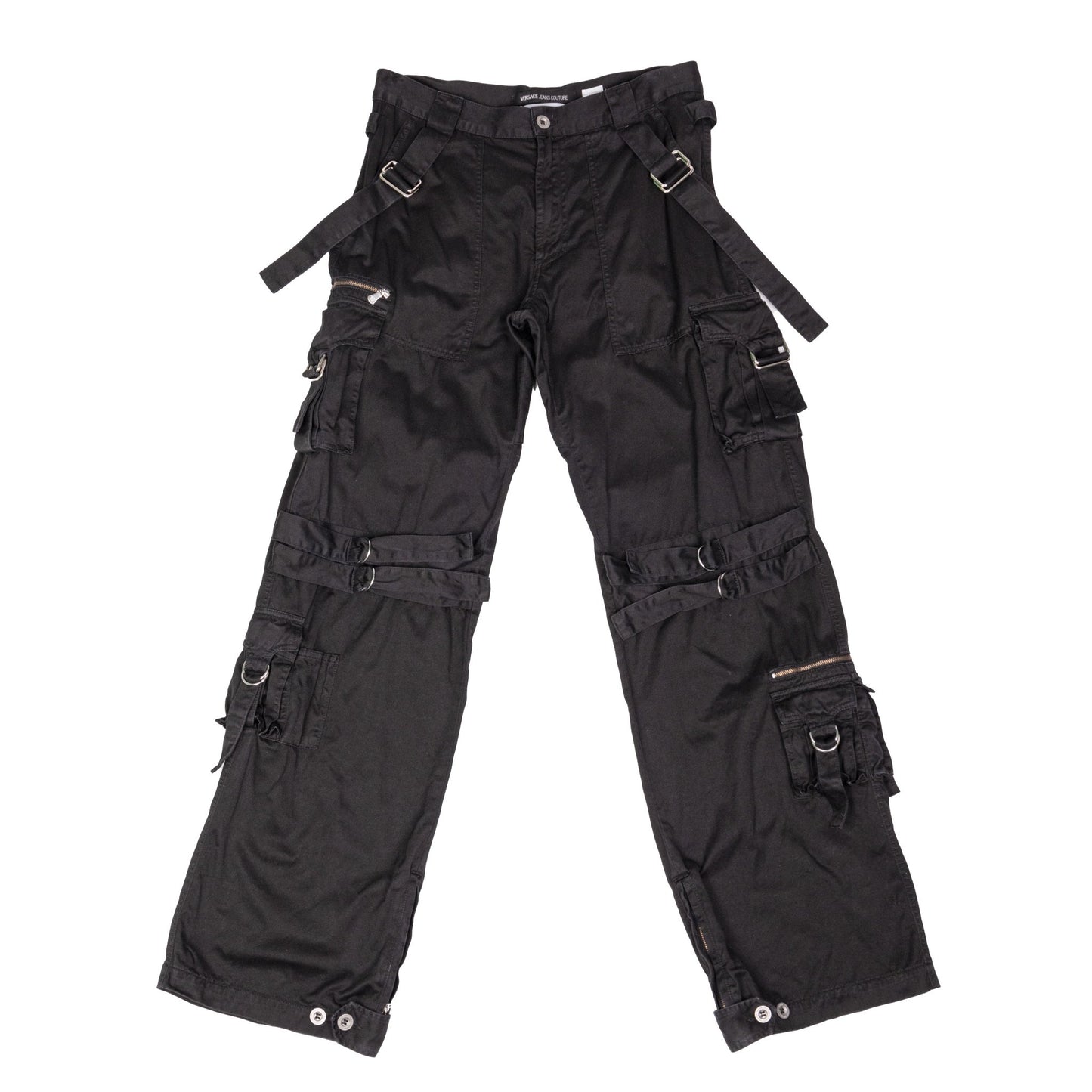 Versace Jeans Couture Black Strappy Baggy Punk Pants