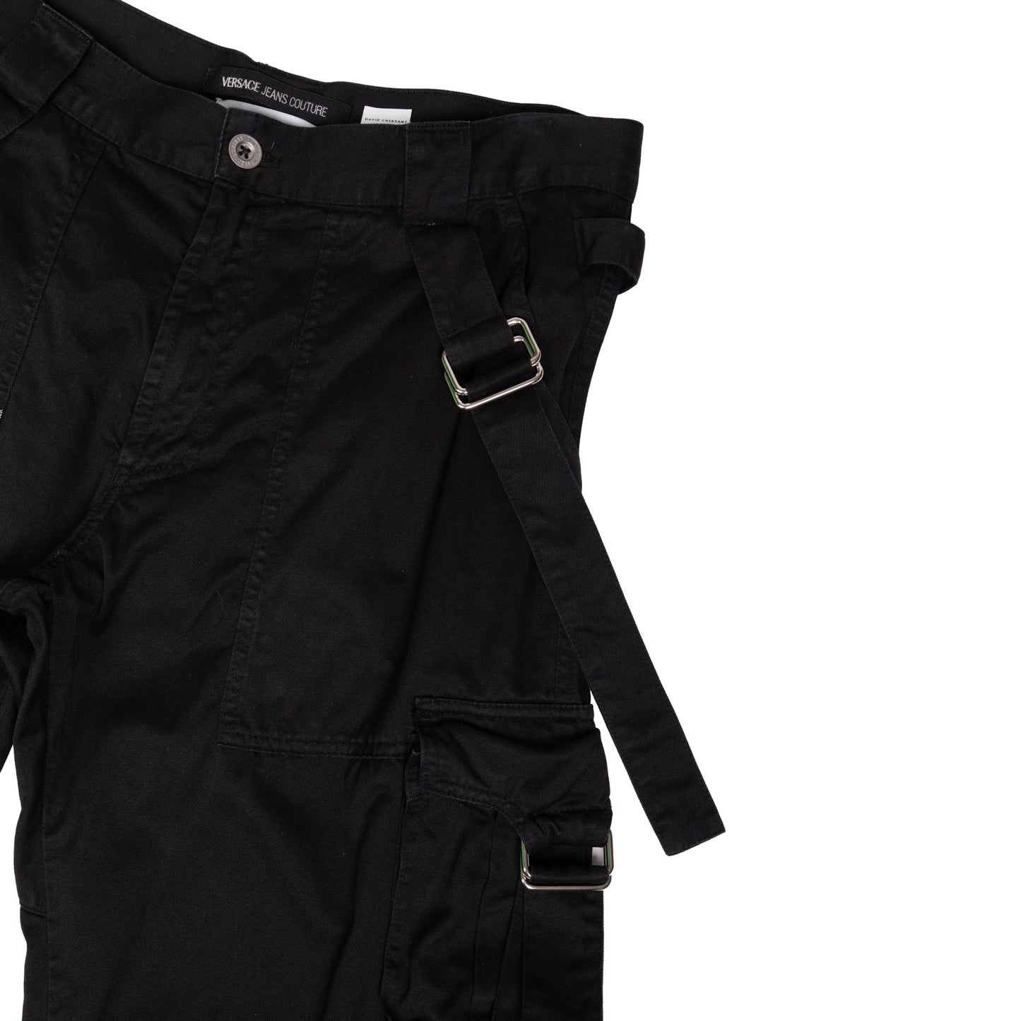 Versace Jeans Couture Black Strappy Baggy Punk Pants