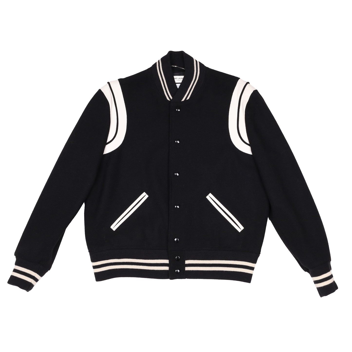 Saint Laurent by Hedi Slimane Autumn / Winter 2013 Black Teddy Varsity Jacket