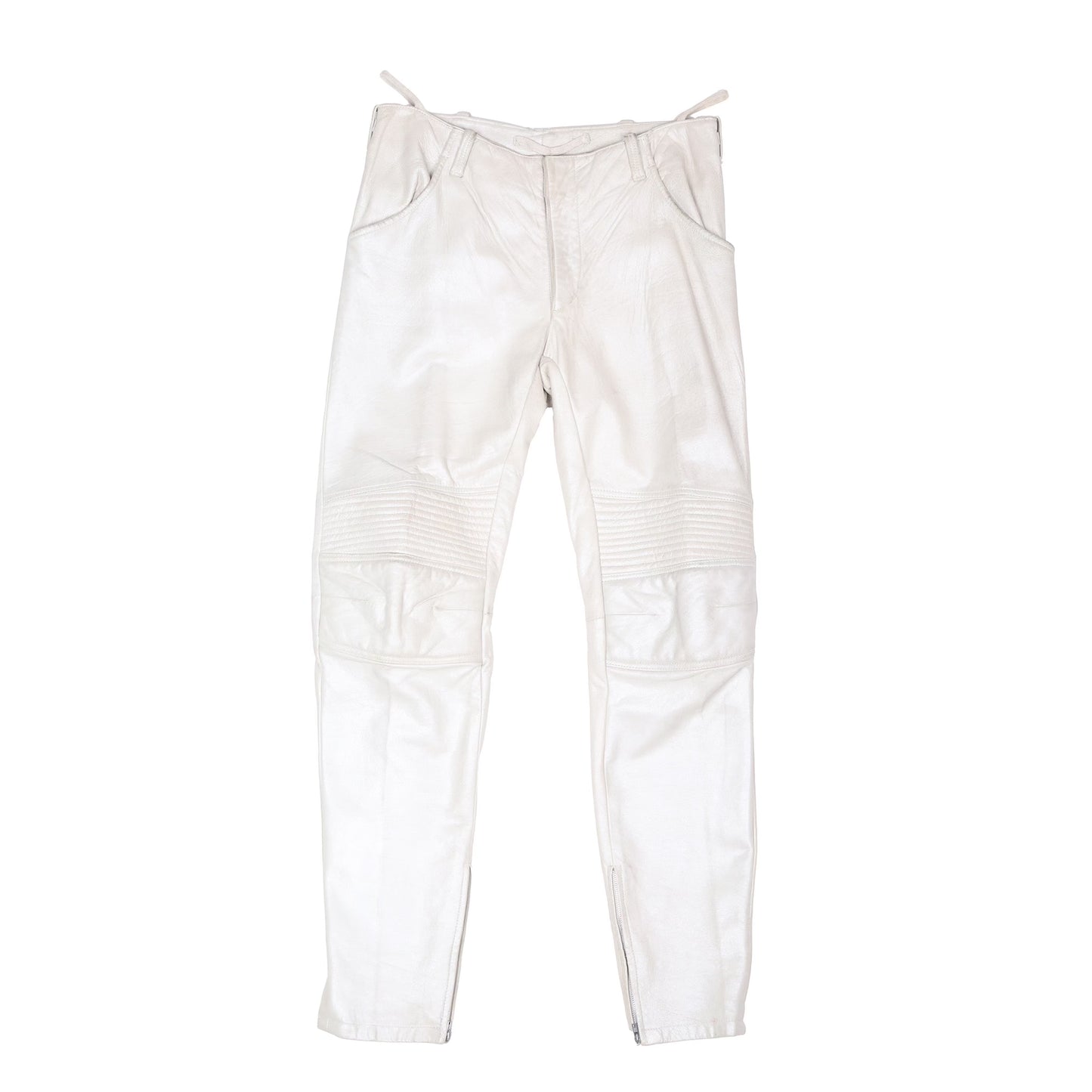 Helmut Lang Autumn / Winter 1999 Cream Leather Biker Pants