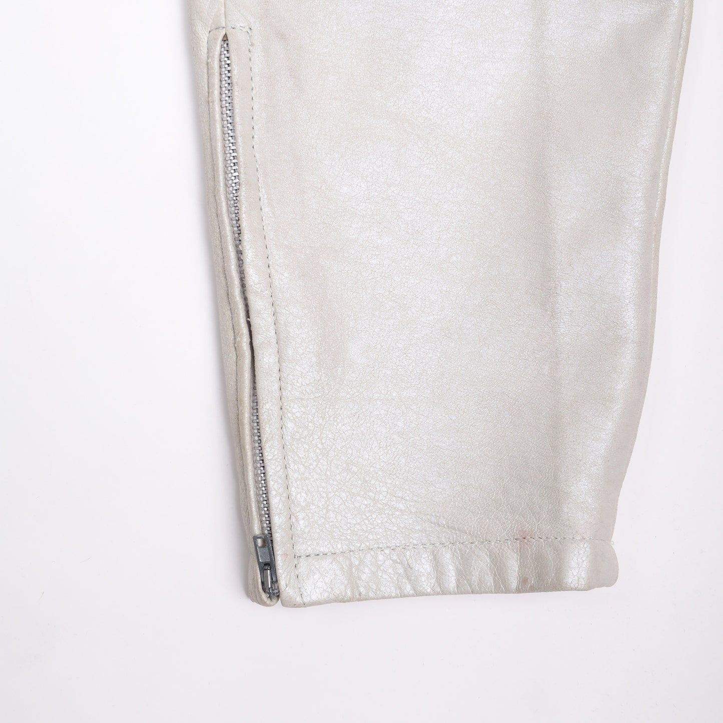 Helmut Lang Autumn / Winter 1999 Cream Leather Biker Pants
