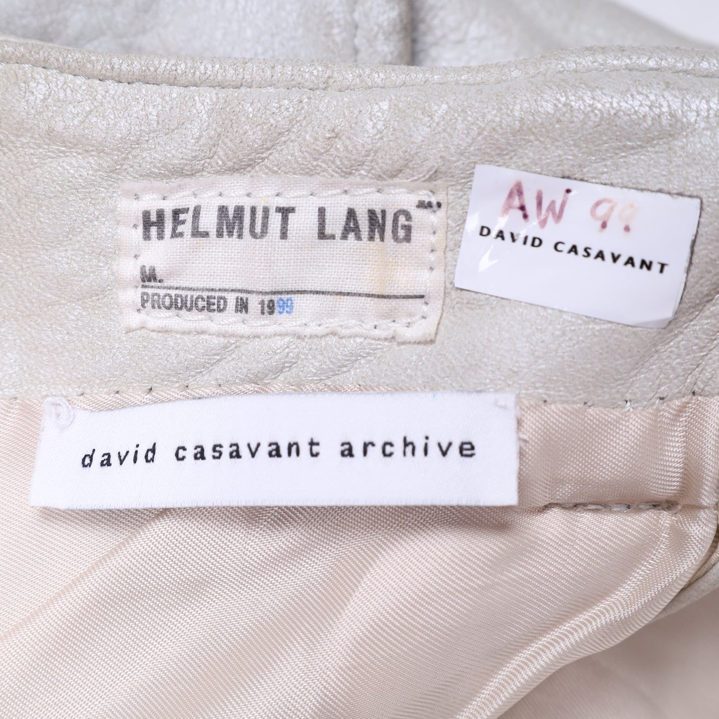 Helmut Lang Autumn / Winter 1999 Cream Leather Biker Pants