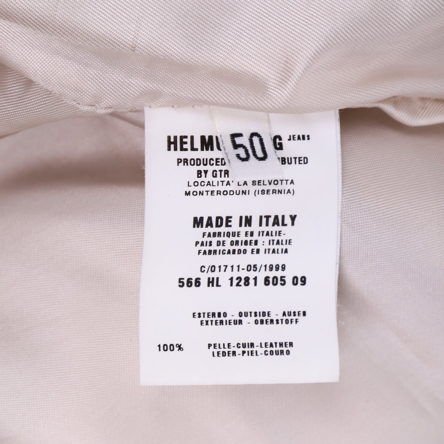 Helmut Lang Autumn / Winter 1999 Cream Leather Biker Pants