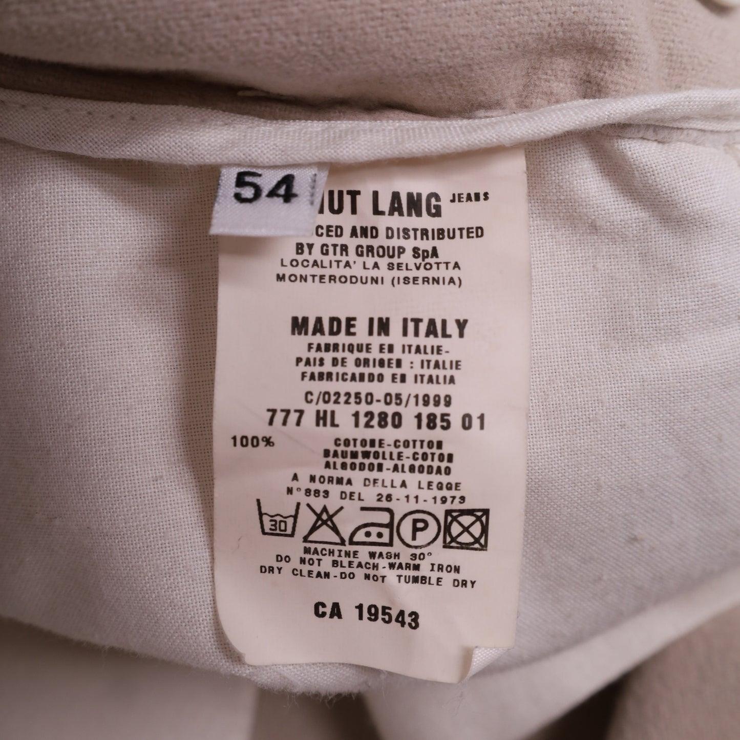 Helmut Lang Autumn / Winter 1999 Moleskin Cream Biker Pants