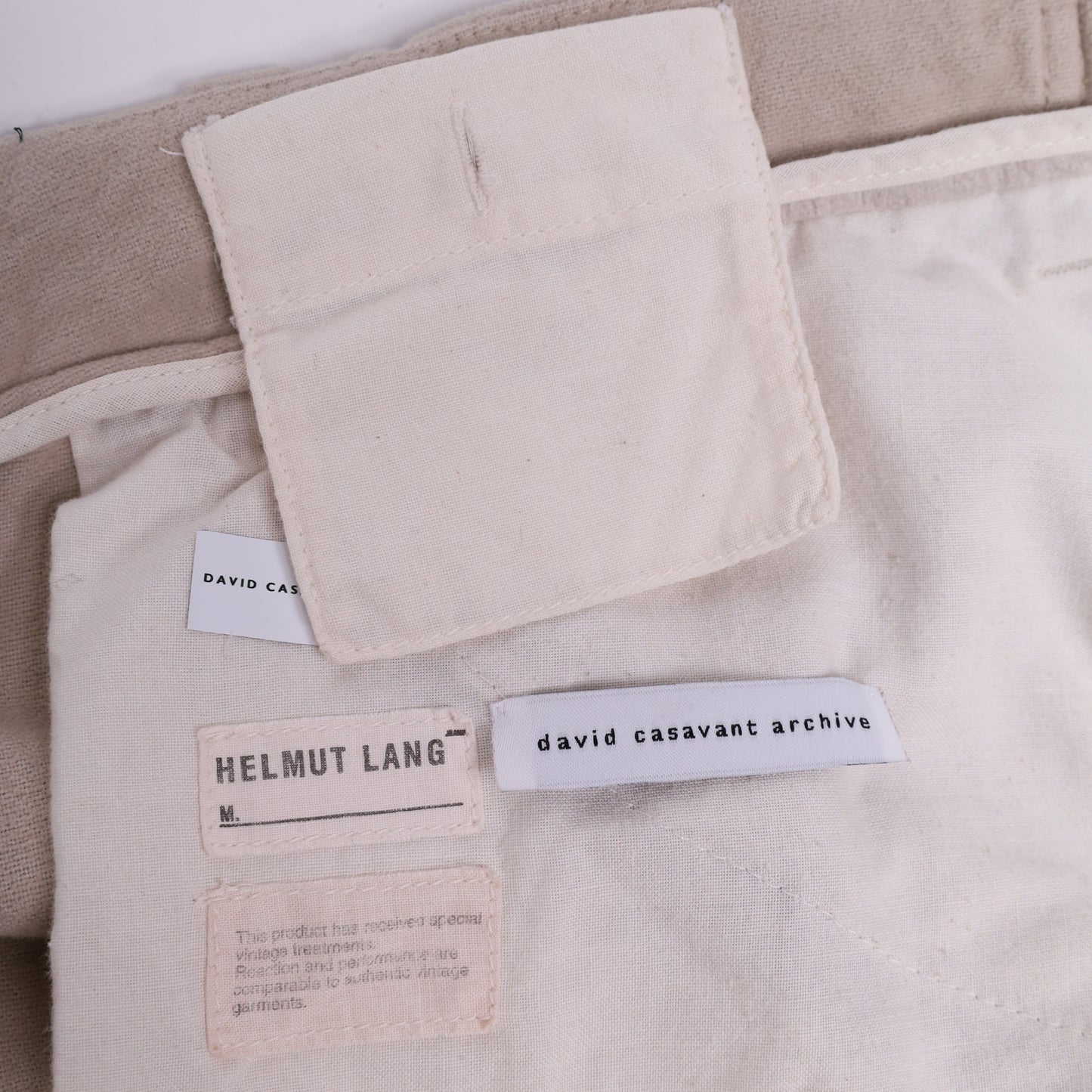 Helmut Lang Autumn / Winter 1999 Moleskin Cream Biker Pants