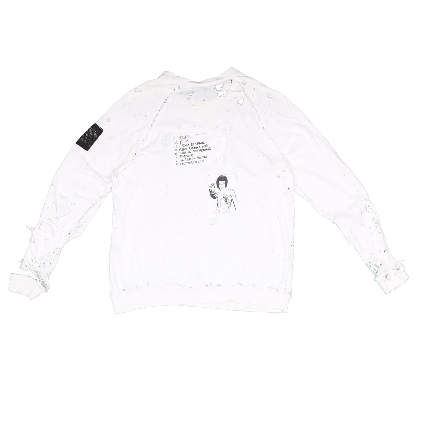 Raf Simons Autumn / Winter 2001 Riot! Riot! Riot! White Patches Crewneck Sweatshirt