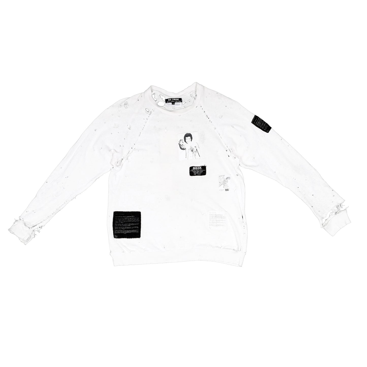 Raf Simons Autumn / Winter 2001 Riot! Riot! Riot! White Patches Crewneck Sweatshirt