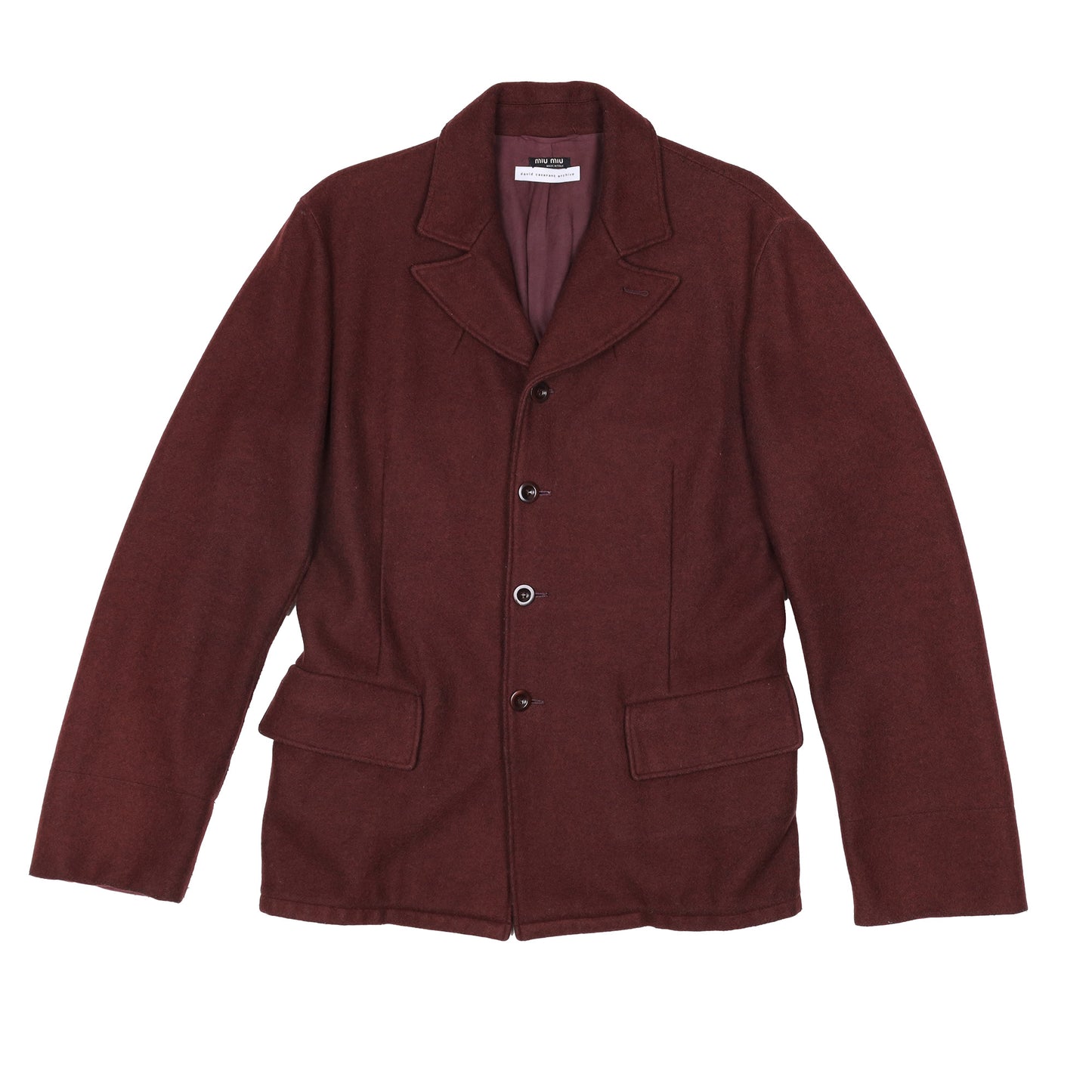 Miu Miu Mens Burgundy Wool Coat