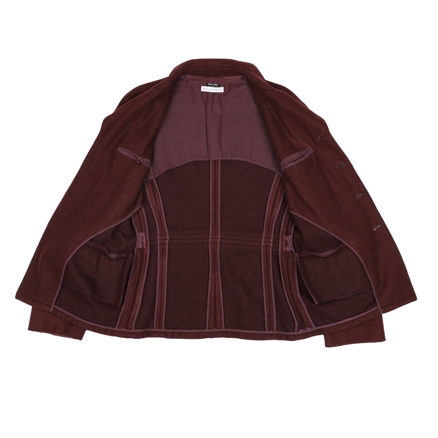 Miu Miu Mens Burgundy Wool Coat