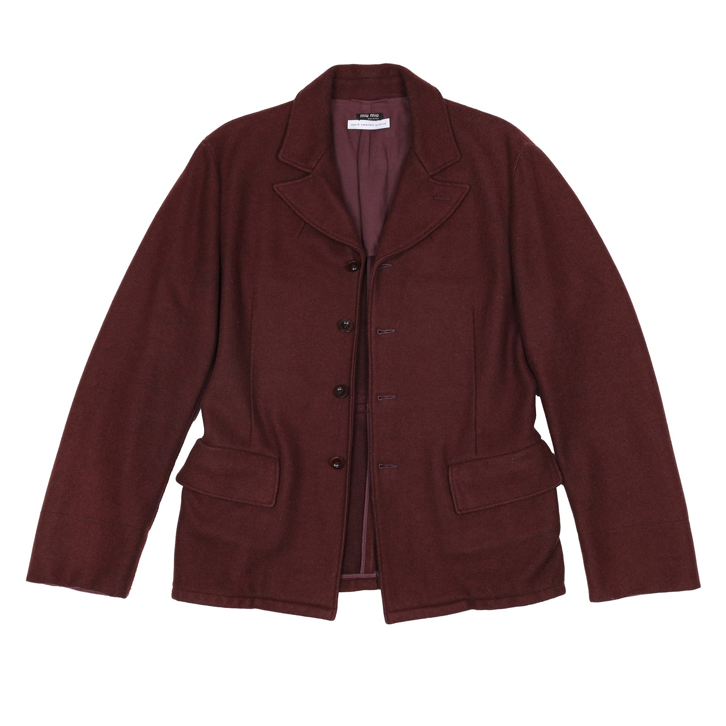 Miu Miu Mens Burgundy Wool Coat
