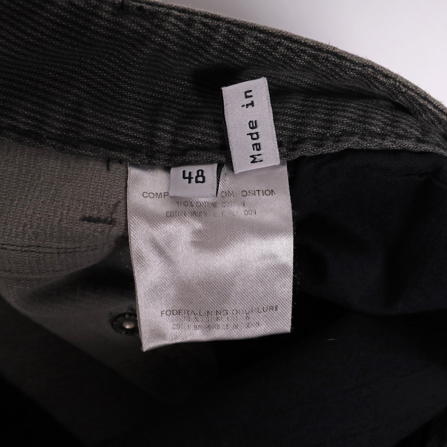 Balenciaga by Nicolas Ghesquiere Grey Corduroy Pants