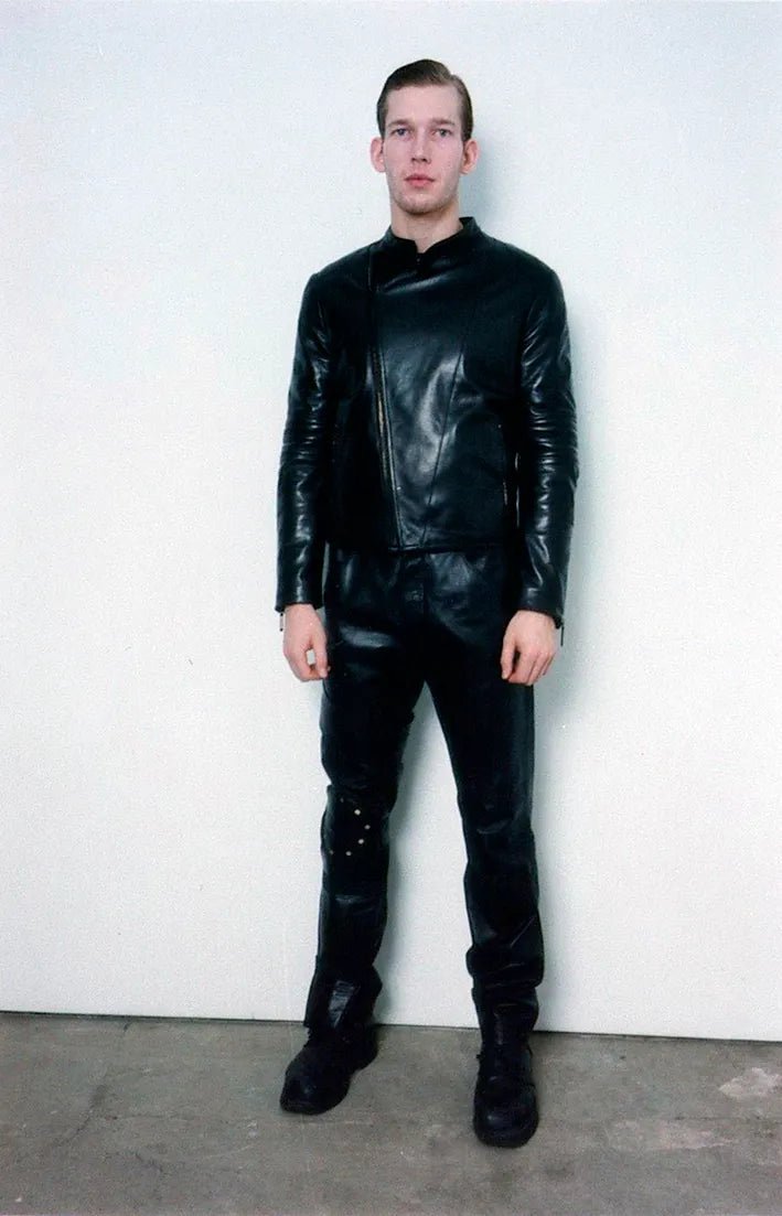 Helmut Lang Autumn / Winter 1999 Asymmetrical Black Leather Jacket