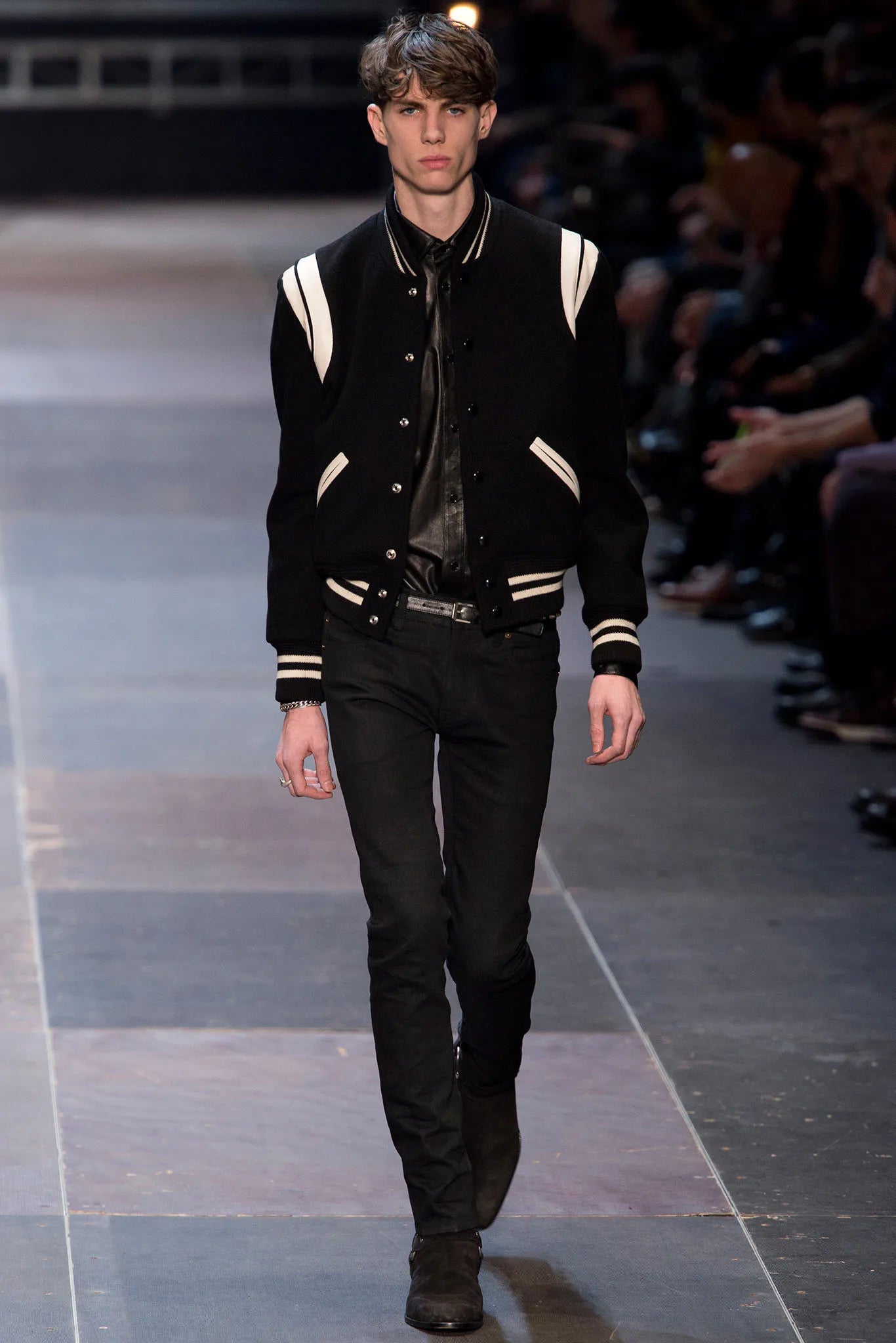 Saint Laurent by Hedi Slimane Autumn / Winter 2013 Black Teddy Varsity Jacket