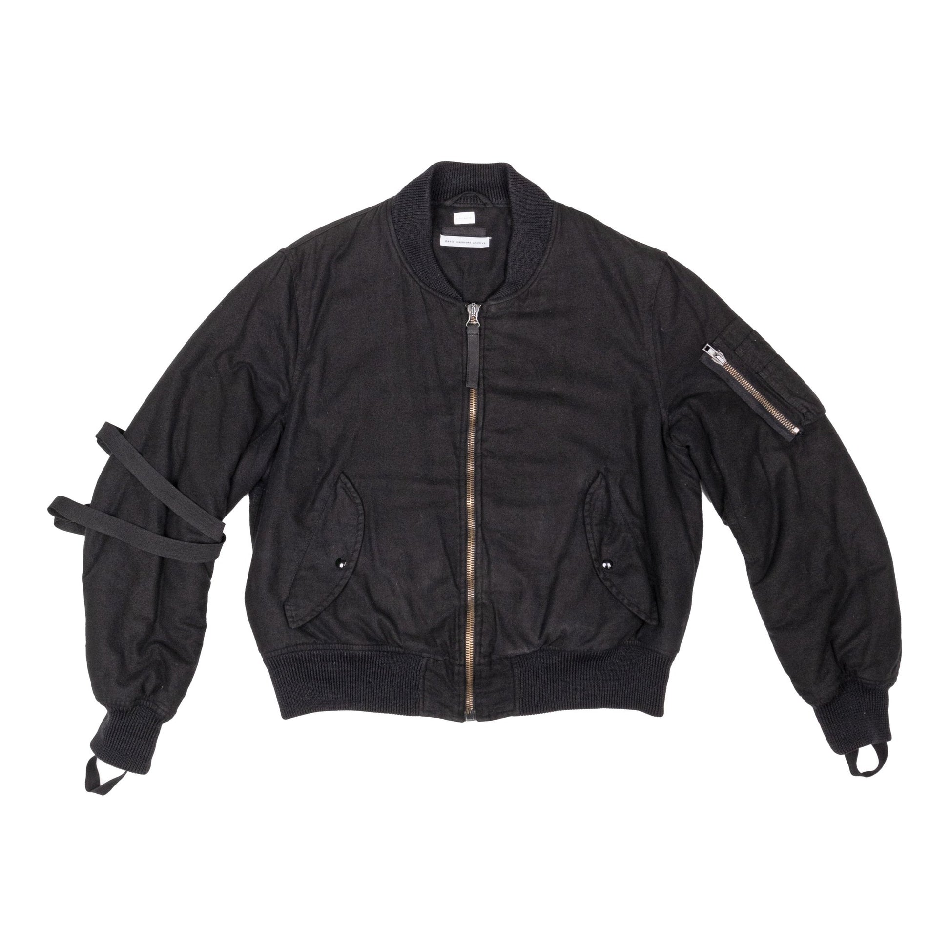 Helmut Lang Autumn Winter 2003 Bondage Black Wool Bomber Jacket