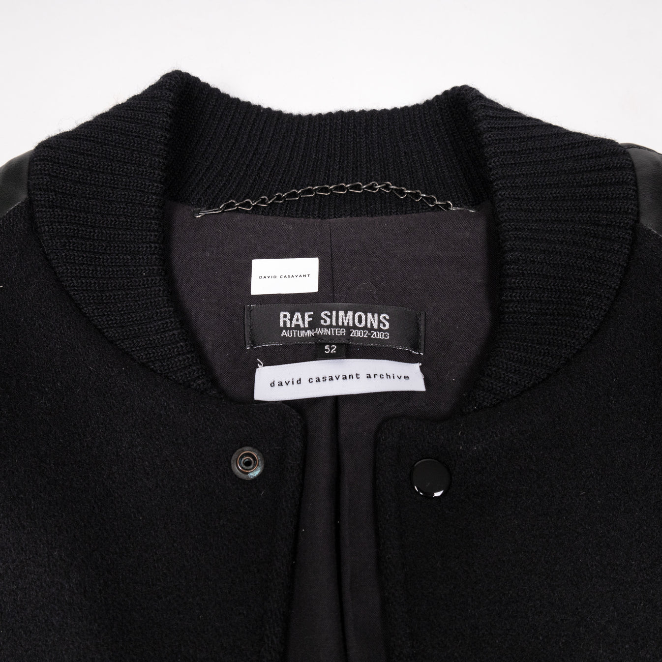 Raf Simons Autumn / Winter 2002 “Virginia Creeper” Varsity Black Lette ...