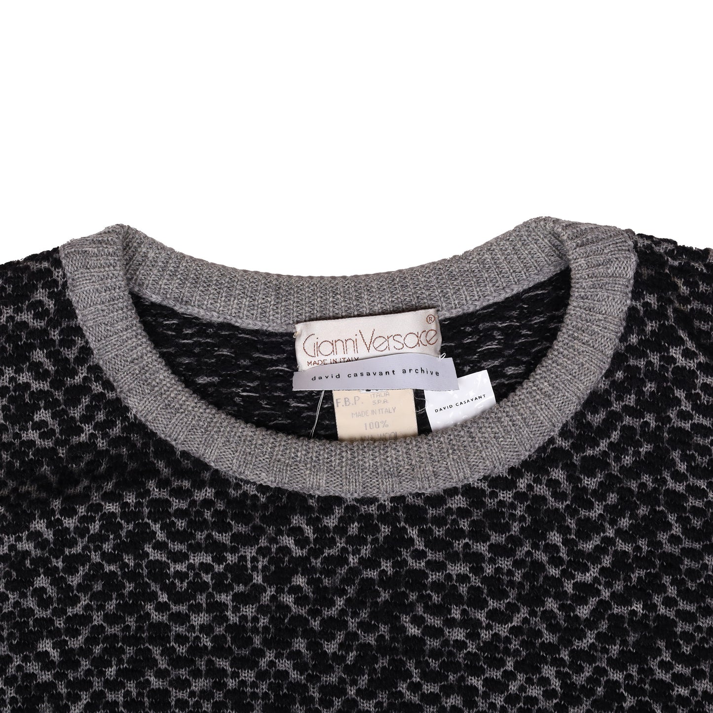 Gianni Versace Vintage Grey and Black Sweater