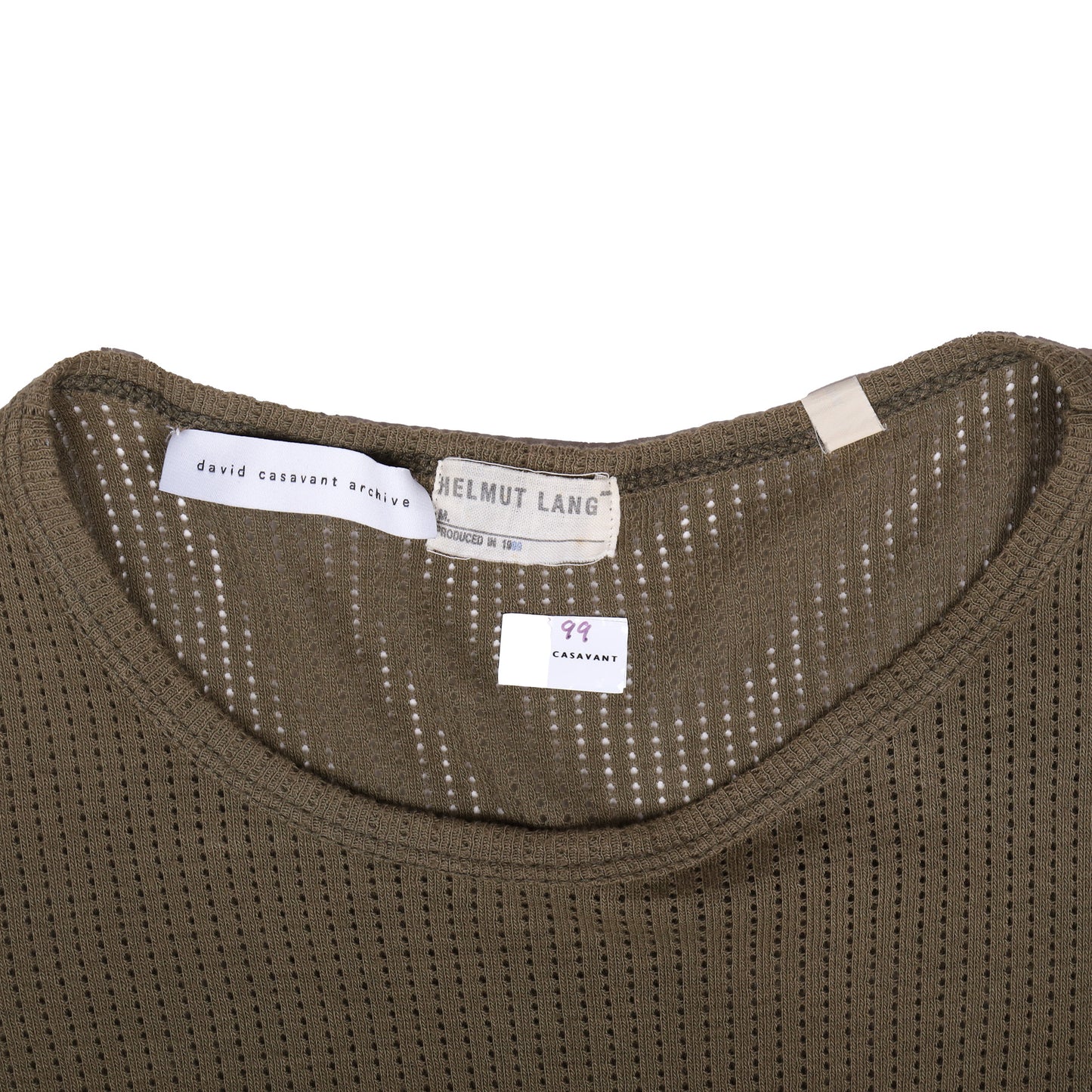 Helmut Lang Spring / Summer 1999 Green Long Sleeve Mesh T-Shirt