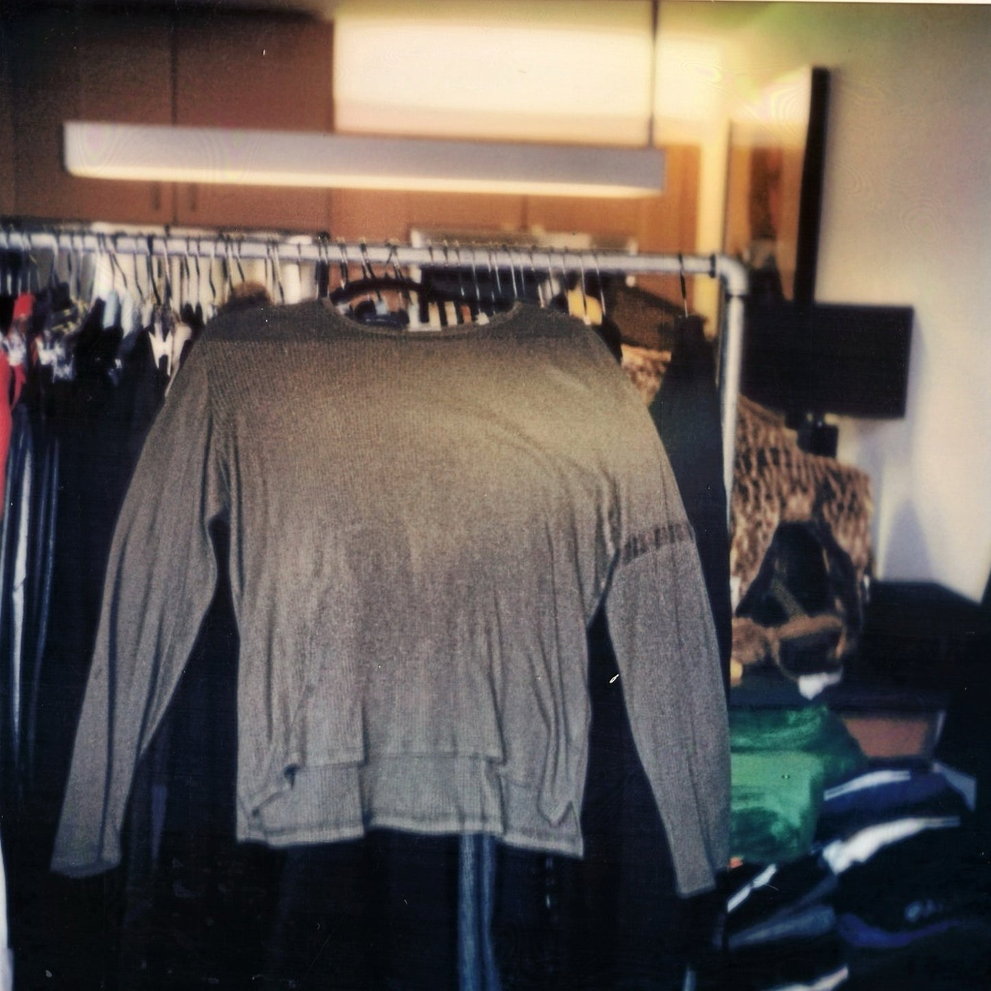 Helmut Lang Spring / Summer 1999 Green Long Sleeve Mesh T-Shirt