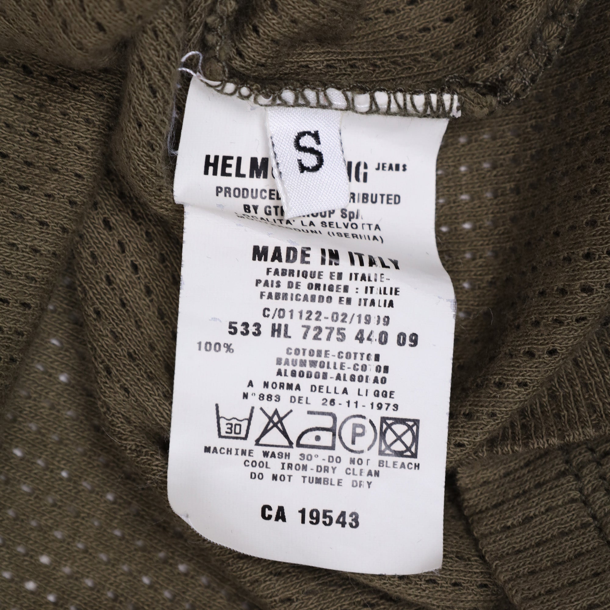 Helmut Lang Spring / Summer 1999 Green Long Sleeve Mesh T-Shirt