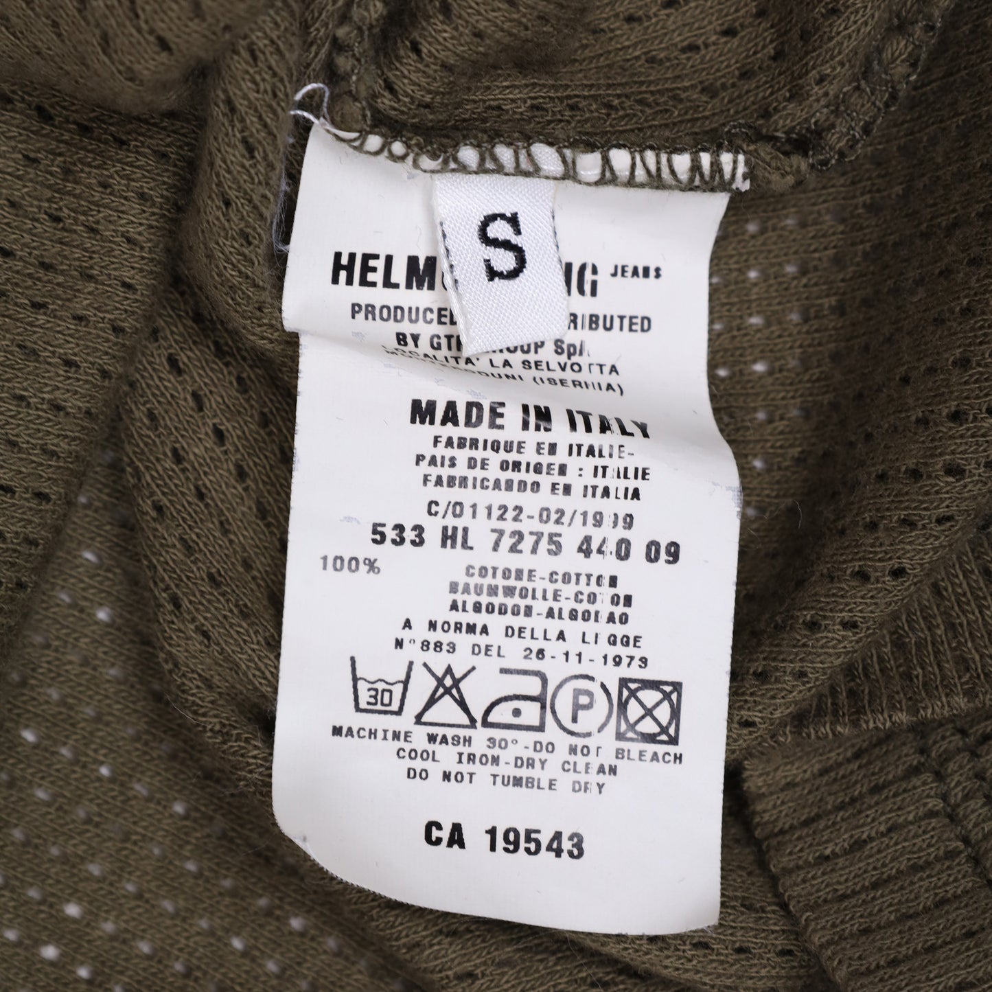 Helmut Lang Spring / Summer 1999 Green Long Sleeve Mesh T-Shirt