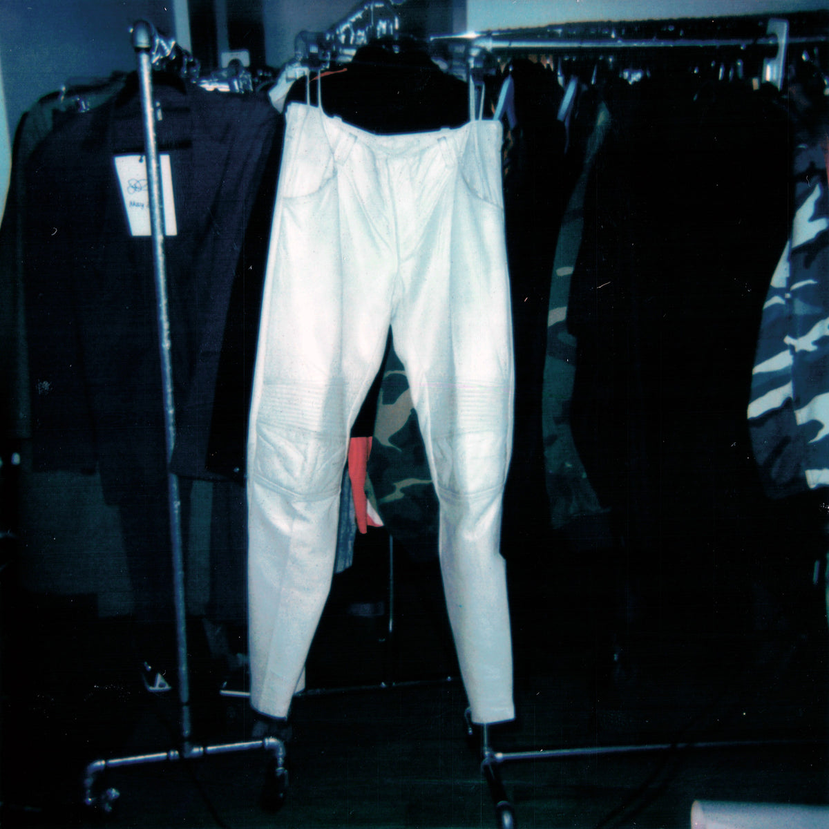 Helmut Lang Autumn / Winter 1999 Cream Leather Biker Pants – david 