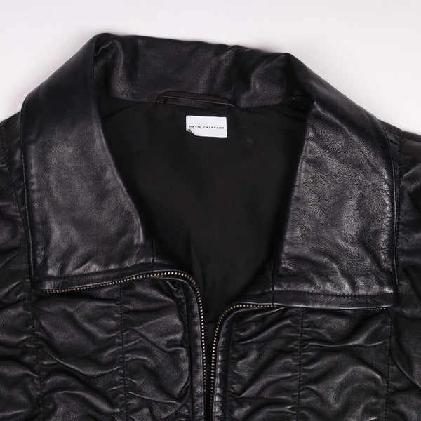 GUCCI by Tom Ford Spring-Summer 2000 Size M Black Zig Zag Silk Acetate French Cuff Shirt